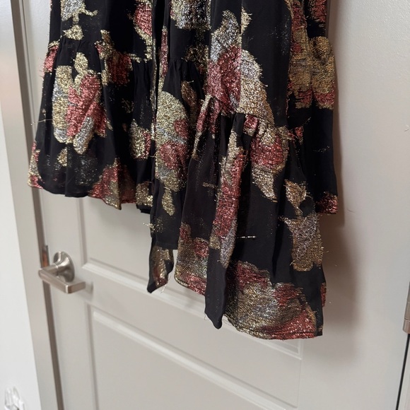 MAEVE NWT | Anthropologie Halter Shine Swing Mini Dress Black Gold Silver - Picture 10 of 13